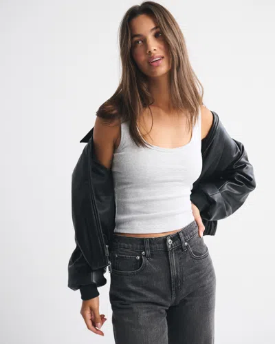 Abercrombie & Fitch Bra-free Rib Scoopneck Tank In Gray
