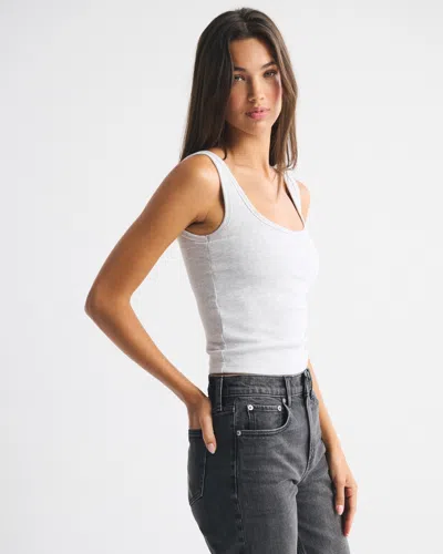 Abercrombie & Fitch Bra-free Rib Scoopneck Tank In Gray