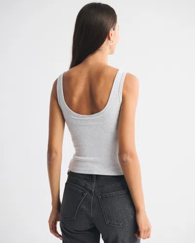 Abercrombie & Fitch Bra-free Rib Scoopneck Tank In Gray