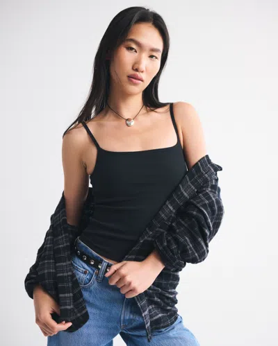 Abercrombie & Fitch Bra-free Rib 90s Cami In Black