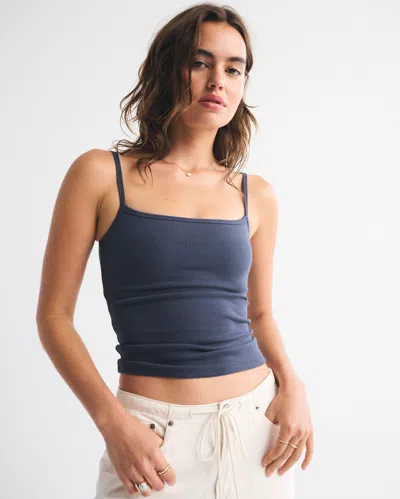 Abercrombie & Fitch Bra-free Rib 90s Cami In Blue