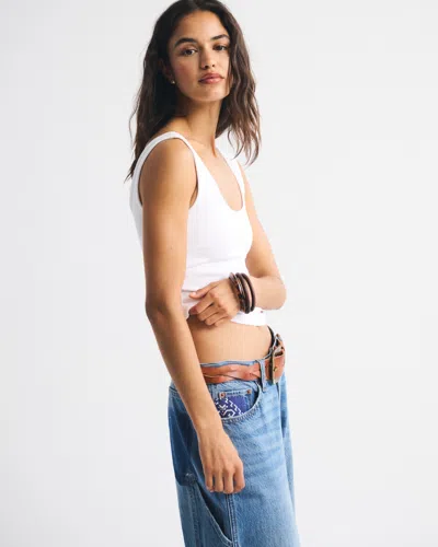 Abercrombie & Fitch Bra-free Rib Scoopneck Tank In White