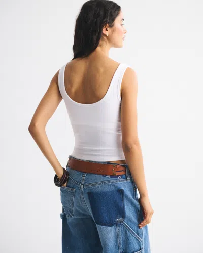 Abercrombie & Fitch Bra-free Rib Scoopneck Tank In White