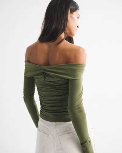 Abercrombie & Fitch Off-the-shoulder Hardware Top In Green