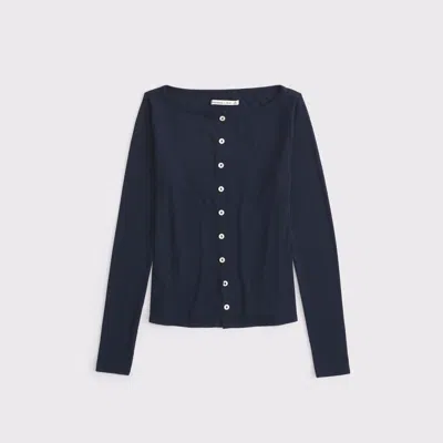 Abercrombie & Fitch Long-sleeve Slash Button-through Top In Purple