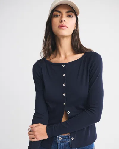 Abercrombie & Fitch Long-sleeve Slash Button-through Top In Purple