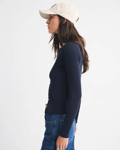 Abercrombie & Fitch Long-sleeve Slash Button-through Top In Purple