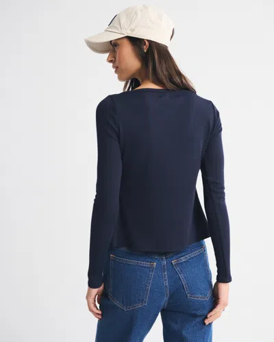 Abercrombie & Fitch Long-sleeve Slash Button-through Top In Purple