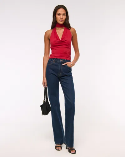 Abercrombie & Fitch Halter Cowl Neck Scarf Top In Red