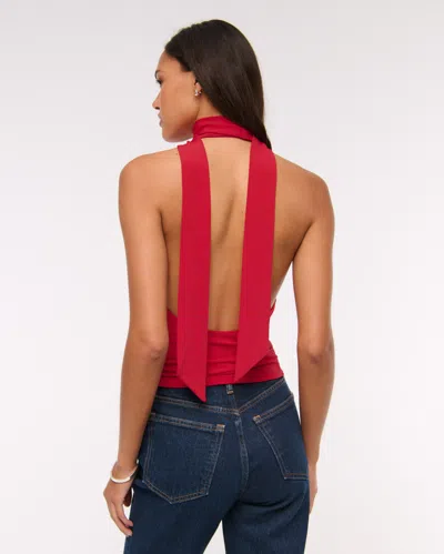 Abercrombie & Fitch Halter Cowl Neck Scarf Top In Red
