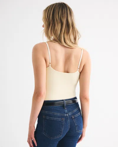 Abercrombie & Fitch Bra-free Lace-trim Bodysuit In Neutral