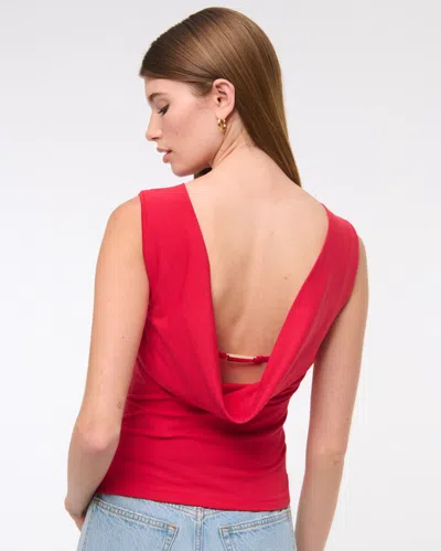 Abercrombie & Fitch Draped Cowl Back Top In Red