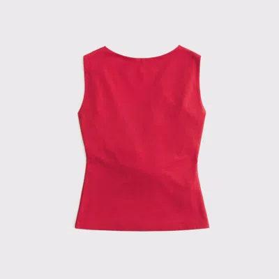 Abercrombie & Fitch Draped Cowl Back Top In Red