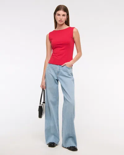 Abercrombie & Fitch Draped Cowl Back Top In Red