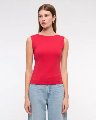 Abercrombie & Fitch Draped Cowl Back Top In Red