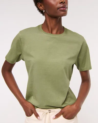 Abercrombie & Fitch Essential Premium Polished Relaxed Tee In Green
