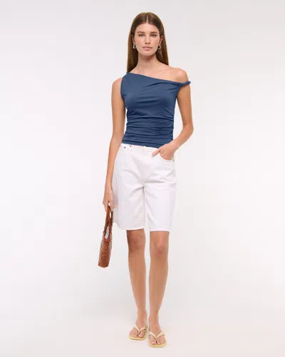 Abercrombie & Fitch Asymmetrical Twist Top In Blue