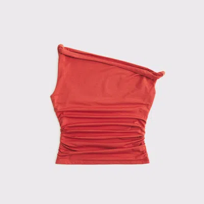 Abercrombie & Fitch Asymmetrical Twist Top In Red
