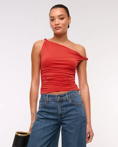 Abercrombie & Fitch Asymmetrical Twist Top In Red