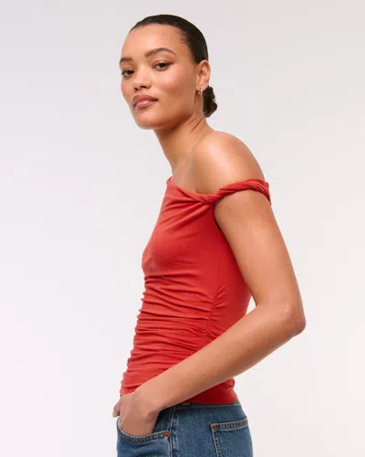Abercrombie & Fitch Asymmetrical Twist Top In Red