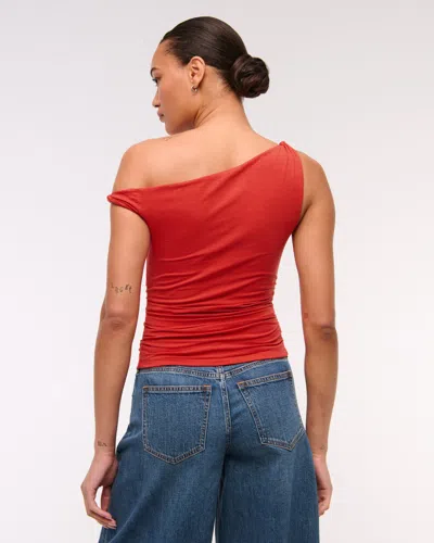 Abercrombie & Fitch Asymmetrical Twist Top In Red