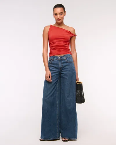 Abercrombie & Fitch Asymmetrical Twist Top In Red