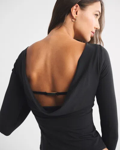 Abercrombie & Fitch Bra-free Cowl-back Hardware Top In Black