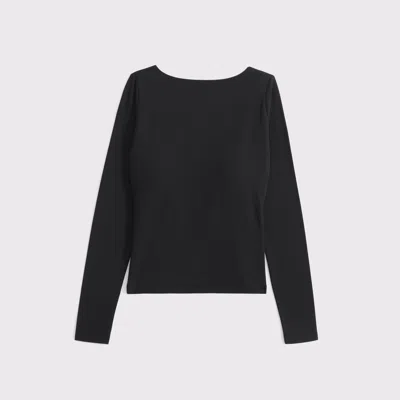 Abercrombie & Fitch Bra-free Cowl-back Hardware Top In Black