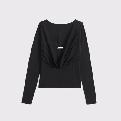 Abercrombie & Fitch Bra-free Cowl-back Hardware Top In Black