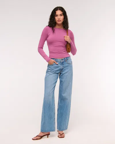 Abercrombie & Fitch Bra-free Cowl-back Hardware Top In Purple