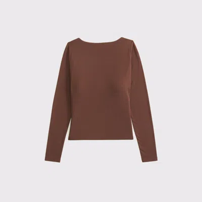 Abercrombie & Fitch Bra-free Cowl-back Hardware Top In Brown