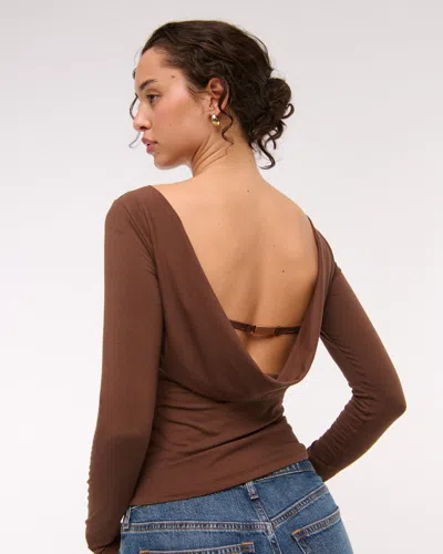 Abercrombie & Fitch Bra-free Cowl-back Hardware Top In Brown