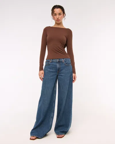 Abercrombie & Fitch Bra-free Cowl-back Hardware Top In Brown