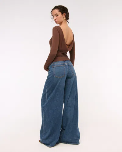 Abercrombie & Fitch Bra-free Cowl-back Hardware Top In Brown