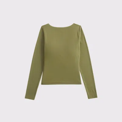 Abercrombie & Fitch Bra-free Cowl-back Hardware Top In Green