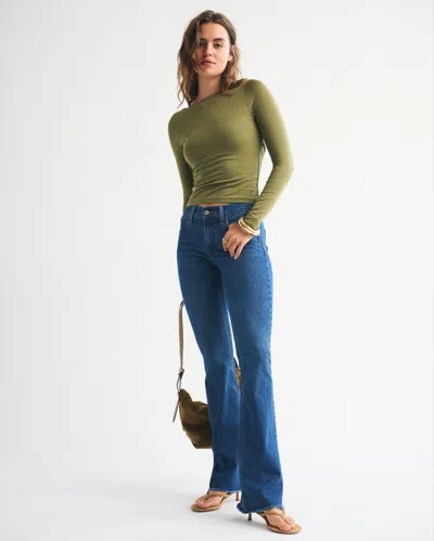 Abercrombie & Fitch Bra-free Cowl-back Hardware Top In Green