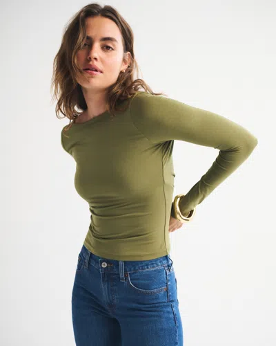 Abercrombie & Fitch Bra-free Cowl-back Hardware Top In Green