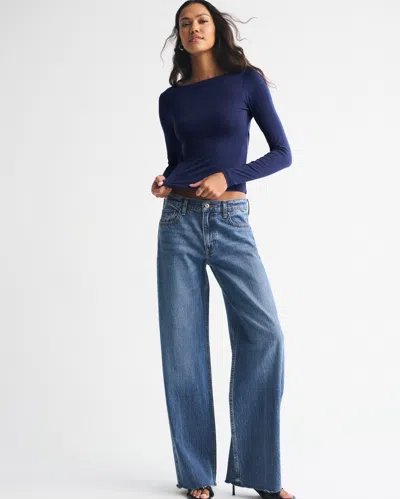 Abercrombie & Fitch Bra-free Cowl-back Hardware Top In Blue