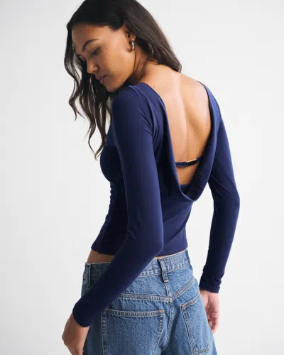Abercrombie & Fitch Bra-free Cowl-back Hardware Top In Blue