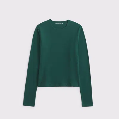 Abercrombie & Fitch Double-lined Long-sleeve Baby Tee In Green