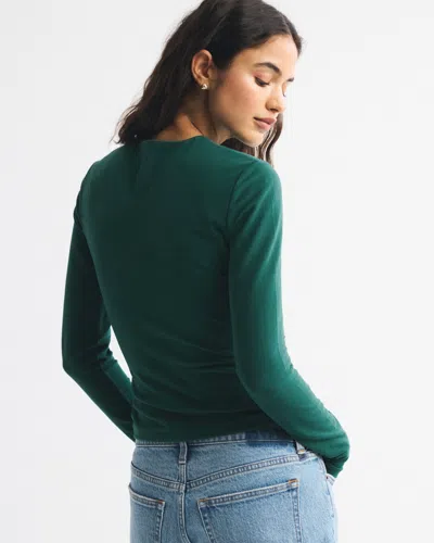 Abercrombie & Fitch Double-lined Long-sleeve Baby Tee In Green