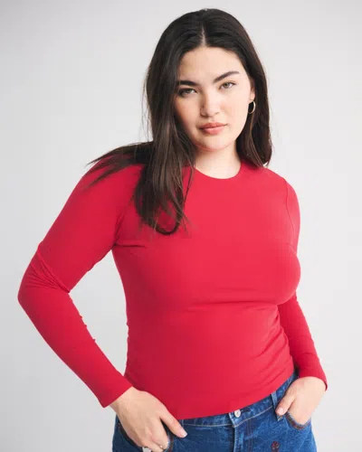 Abercrombie & Fitch Double-lined Long-sleeve Baby Tee In Red