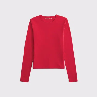 Abercrombie & Fitch Double-lined Long-sleeve Baby Tee In Red
