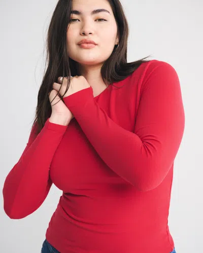 Abercrombie & Fitch Double-lined Long-sleeve Baby Tee In Red