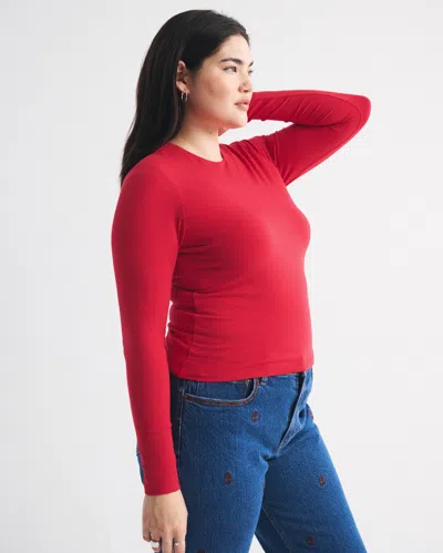 Abercrombie & Fitch Double-lined Long-sleeve Baby Tee In Red