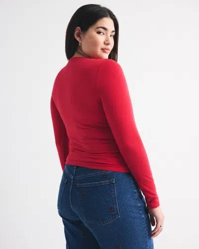 Abercrombie & Fitch Double-lined Long-sleeve Baby Tee In Red