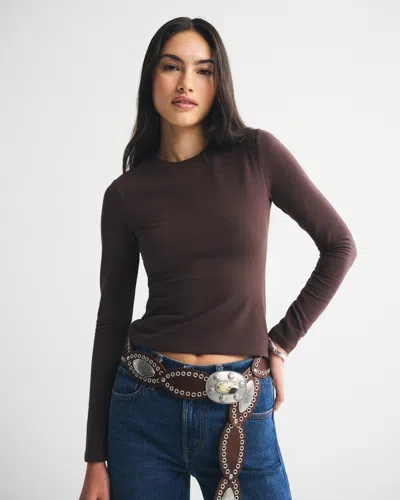 Abercrombie & Fitch Double-lined Long-sleeve Baby Tee In Brown