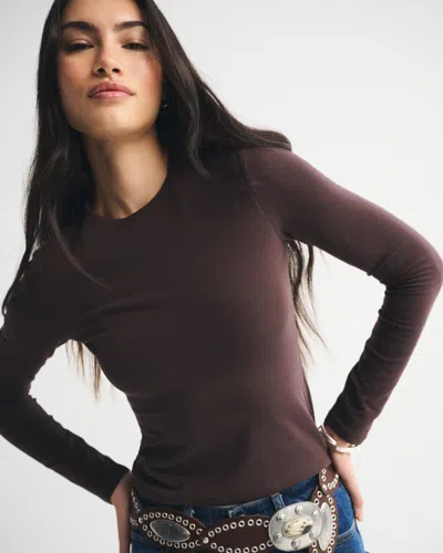 Abercrombie & Fitch Double-lined Long-sleeve Baby Tee In Brown