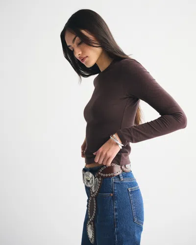 Abercrombie & Fitch Double-lined Long-sleeve Baby Tee In Brown