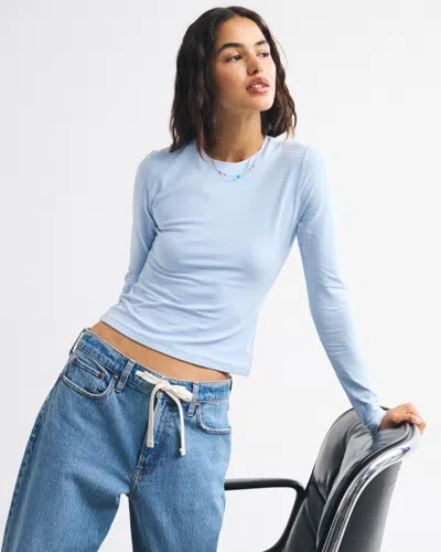 Abercrombie & Fitch Double-lined Long-sleeve Baby Tee In Blue